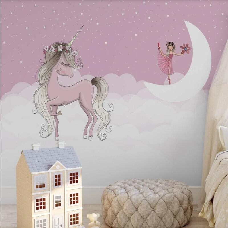 Papier Peint Fille Licorne | Le Petit Intissé