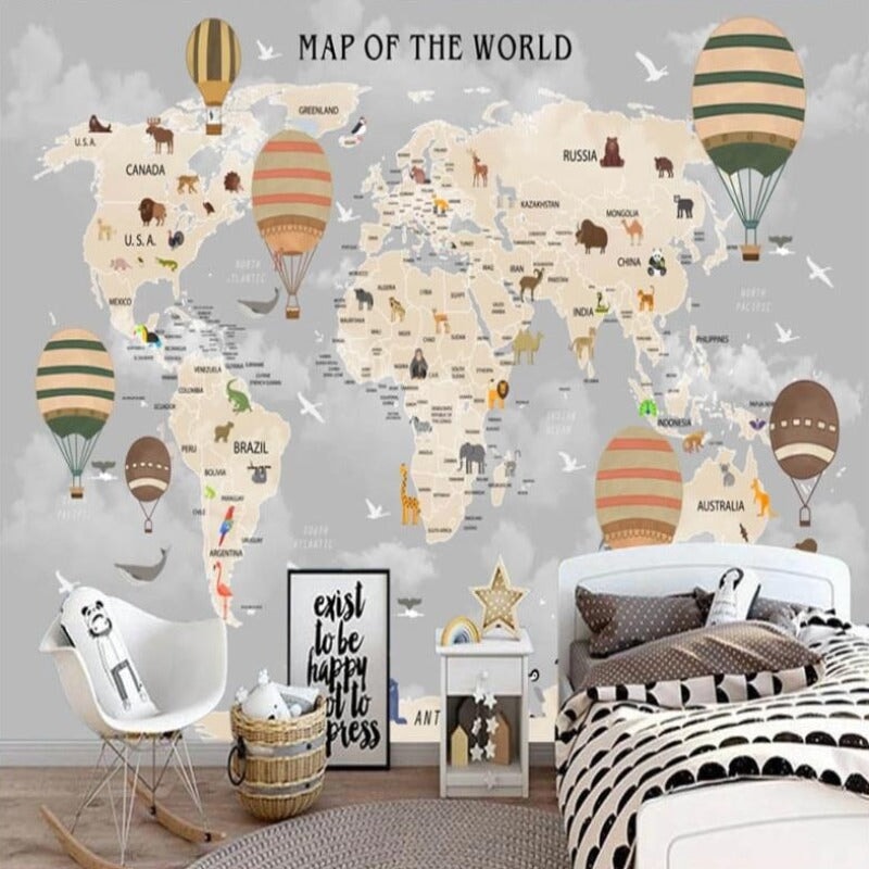 Papier Peint Carte du Monde Chambre | Le Petit Intissé