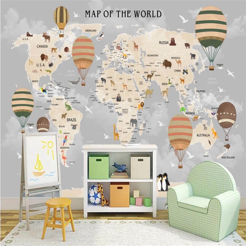 Papier Peint Carte du Monde Chambre | Le Petit Intissé