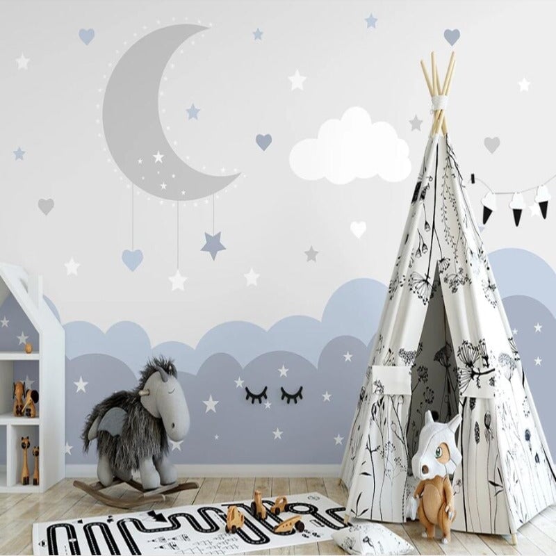 Papier Peint Gris avec Nuage | Le Petit Intissé