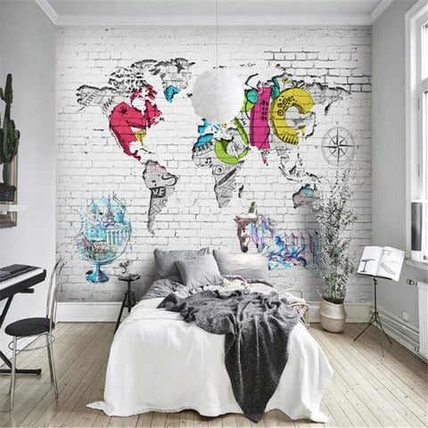 Papier peint carte du monde Buvard et encre