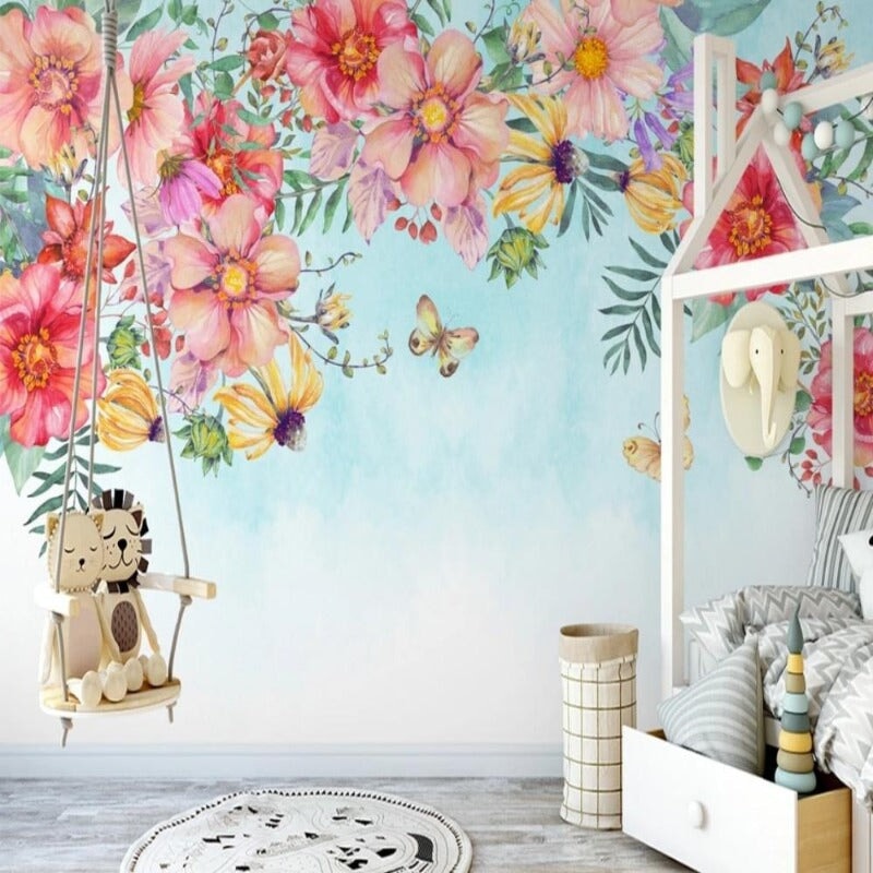 Papier Peint Fleurs Multicolores | Le Petit Intissé