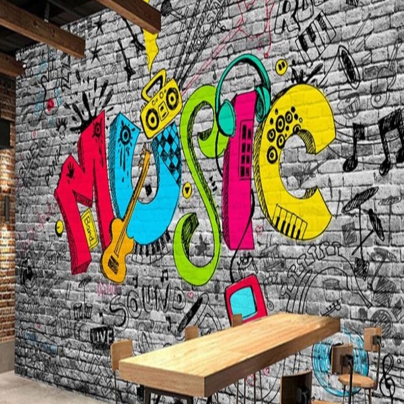 Papier Peint Brique Graffiti | Le Petit Intissé