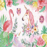 Papier Peint Licorne <br/> Flamant Rose et Fleurs