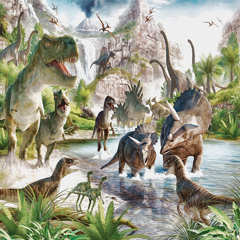 Papier peint rond paysage dinosaures pour enfants - La Boutique PVP