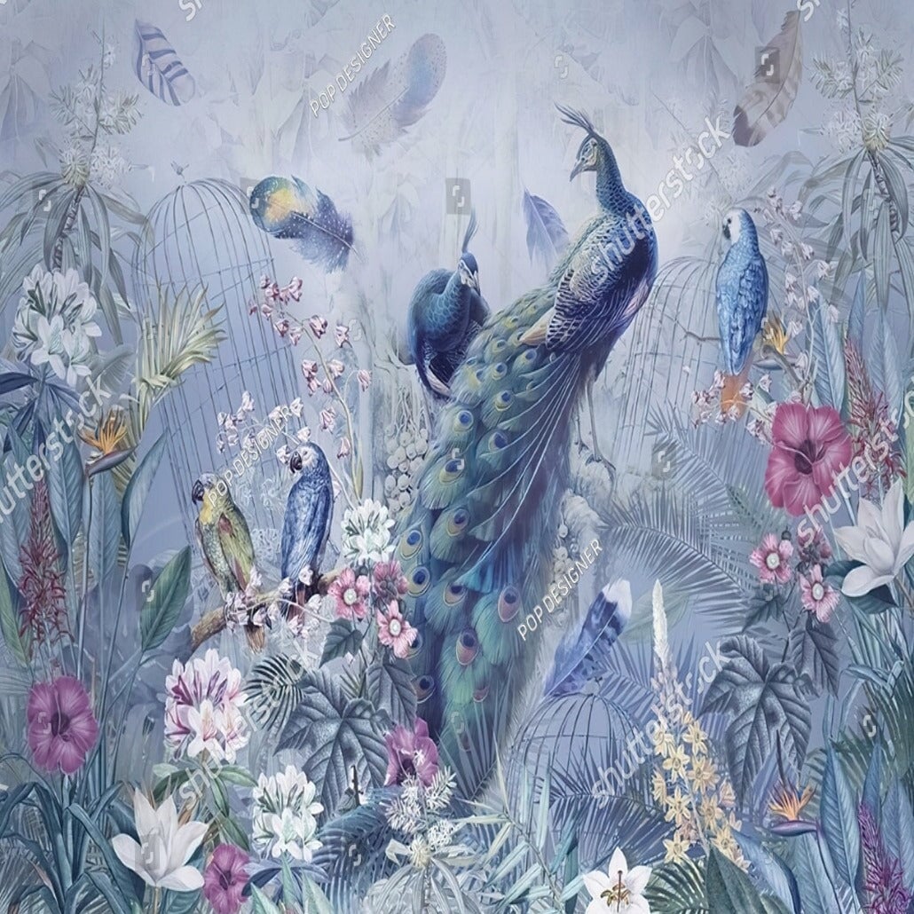 Papier Peint Tropical Paon | Le Petit Intissé