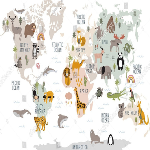 Carte du Monde Animalier | Le Petit Intissé